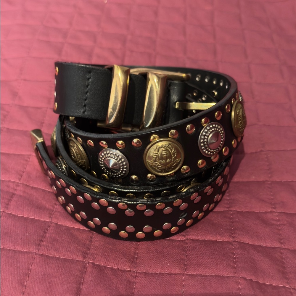 Gianni Versace Medusa Studded Black Leather Vintage. Very good used condition